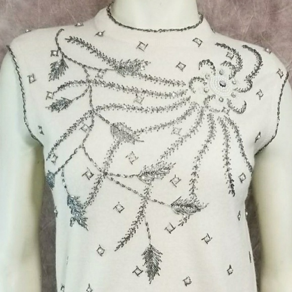 VTG Marchessa International Beaded Wool Sweater - Picture 3 of 6